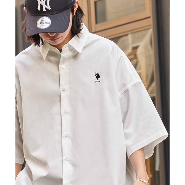 シャツ ブラウス メンズ U.S. POLO ASSN. /ユーエスポロアッスン 別注 ワンポイント刺繍ロゴ オーバーサイズ レギュラーカラーシャツ