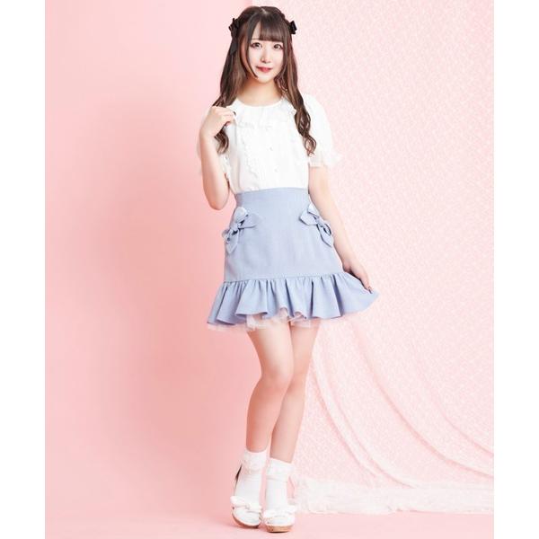 ミニスカート ロマンティック系 量産型 10代 代 ネイビー ブルー フリル リボン レース Secret Honey 通販