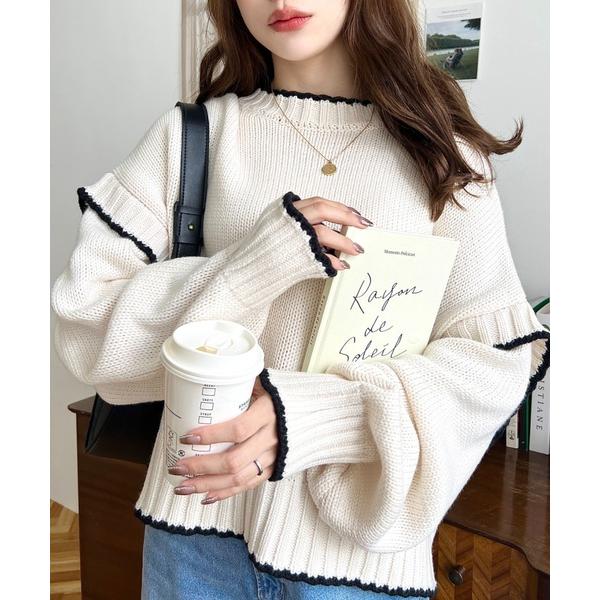 『セール実施中』ZOZO問い合わせ番号:59819975ショップ:moment+，モーメントプラスブランド:moment+，モーメントプラス商品名:【累計販売枚数1万枚突破！】ローゲージ配色ピコ編みニットプルオーバーカテゴリ:トップス&gt...