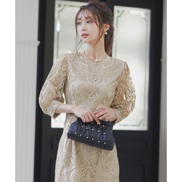 ZOZO問い合わせ番号:60569759ショップ:bflat，ビーフラットブランド:niana，ニアナ，Fashion Letter，ファッションレター商品名:刺繍レース バックリボン タイトドレス 同窓会 二次会 ドレスカテゴリ:ワンピー...