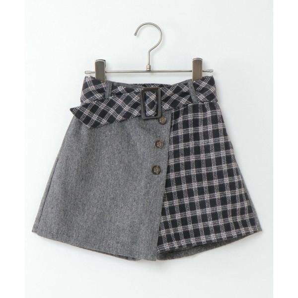 『タイムセール実施中』ZOZO問い合わせ番号:60690737ショップ:ikka LOUNGE，イッカラウンジブランド:ikka，イッカ商品名:【キッズ】ツイード風切り替えラップキュロット（100~160cm）カテゴリ:スカート>スカ...
