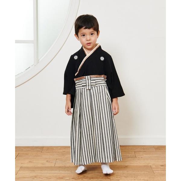 着物 2ピース コットン 本格キッズ袴 (100〜120)  「誕生日 記念日 お食い初め お宮参り 七五三」 キッズ 子供 男の子