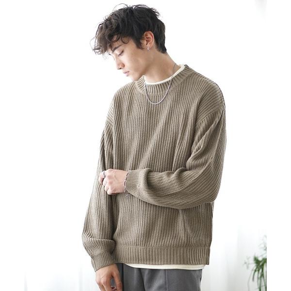 セーター ニット 「MinoriTY」レイヤードクルーネックニット セーター メンズ 春服 冬服 オーバーサイズ ルーズフィット プルオーバー メンズ レディース