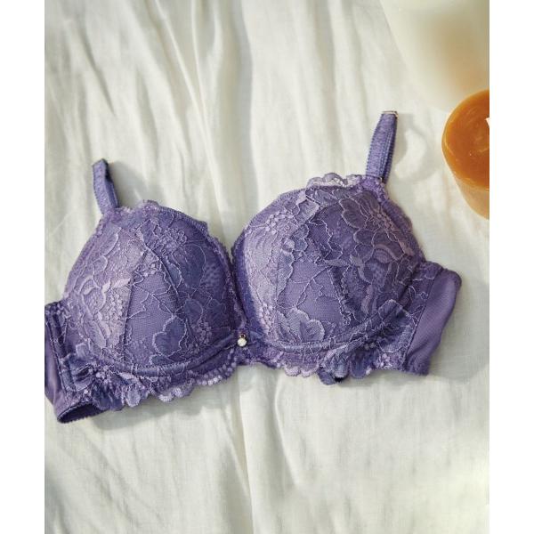 ブラジャー 丸胸１日キープ 楽盛りフィット ストレッチレース単品ブラジャー  B〜Fカップ　 B65〜F75