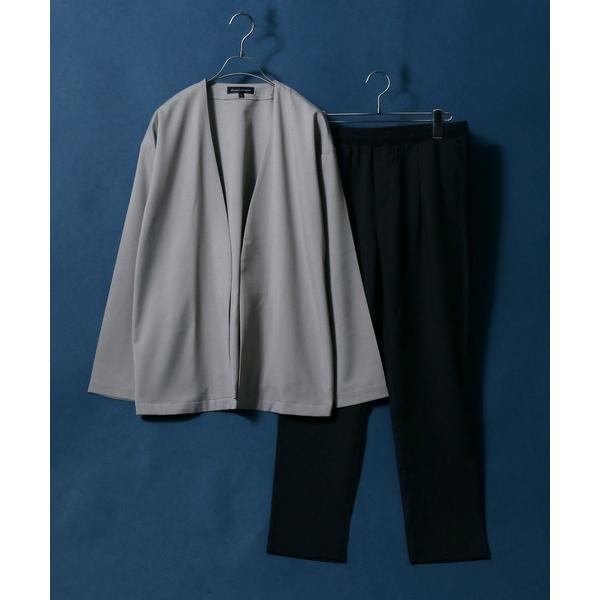 セットアップ Polyester Tropical Stretch Collarless Jacket SET-UP/別注 ポリトロ ストレッチ ノーカラージャケット＆タックワイドテーパードパンツ セ…