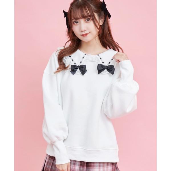 レディース長袖カットソー Tシャツ ロマンティック 量産型 10代 代 ホワイト グレー フリル レース Secret Honey 通販