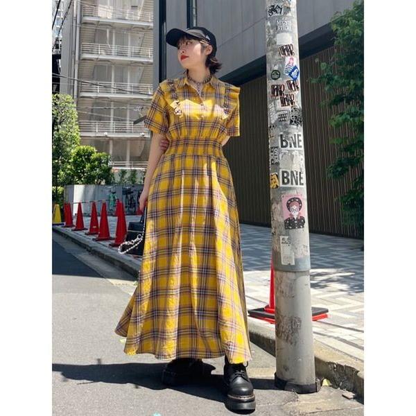 ワンピース ワンピース ドレス ロングワンピース イエロー ブラック グリーン フリル Jouetie 通販