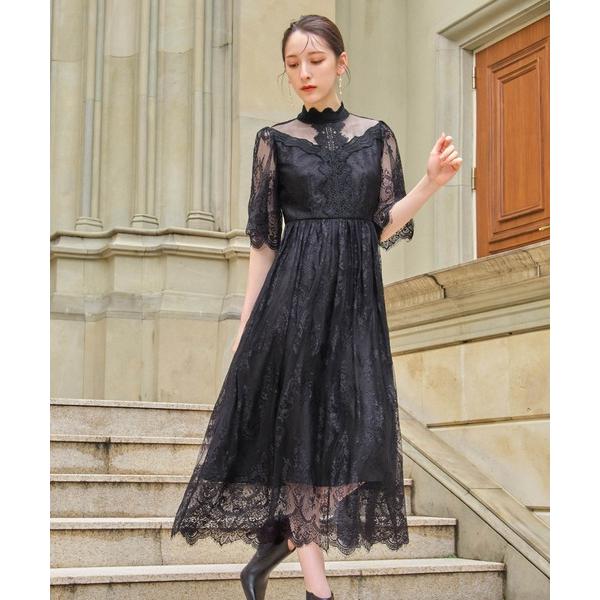 『タイムセール実施中』ZOZO問い合わせ番号:67499020ショップ:GIRL，ガールブランド:GIRL，ガール商品名:総レースハイネックスカラップ フレア ロング 結婚式 ワンピース パーティードレス オケージョンドレス お呼ばれ 二次...