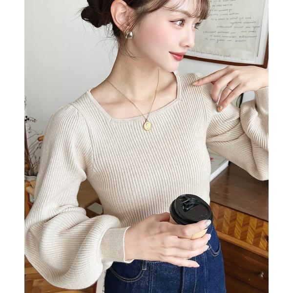 『セール実施中』ZOZO問い合わせ番号:67503683ショップ:moment+，モーメントプラスブランド:moment+，モーメントプラス商品名:【累計販売枚数2万枚突破！】12G スクエアネックタックスリーブリブニットプルオーバーカテゴ...