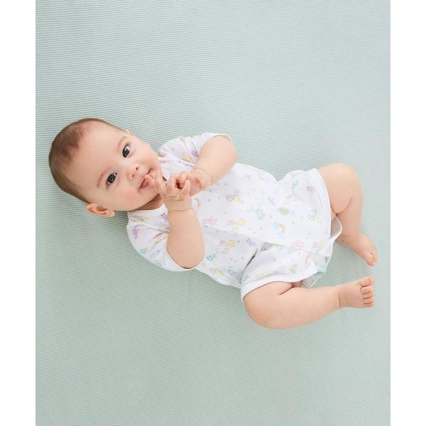 『タイムセール実施中』※このアイテムは返品・交換対象外商品です。ZOZO問い合わせ番号:68782883ショップ:Combi mini，コンビミニブランド:combimini，コンビミニ商品名:ワンタッチ短肌着（ずりあがり防止付き・おそらの...