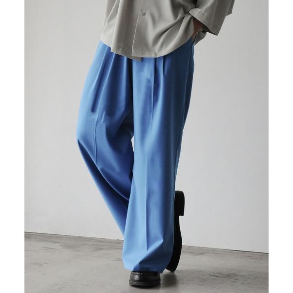 ワイドパンツ スラックス TR2タックワイドストレートパンツ メンズ レディース
