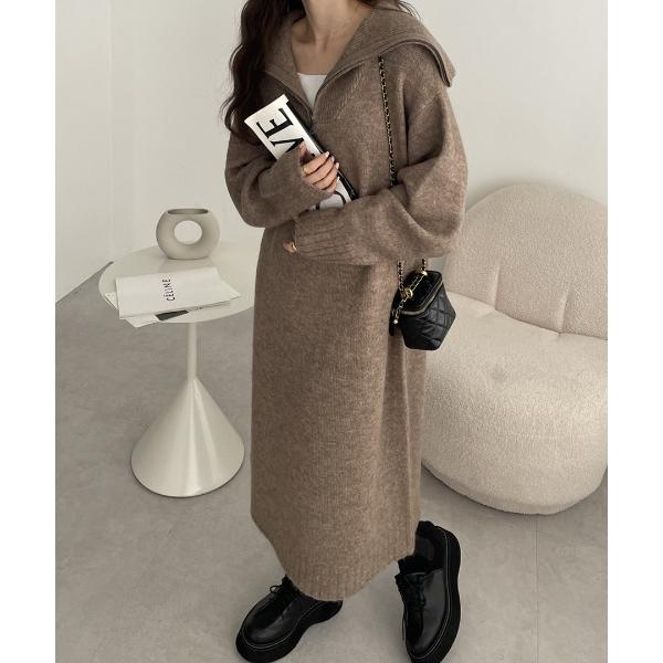 ZOZO問い合わせ番号:68891200ショップ:andme，アンドミーブランド:andme，アンドミー商品名:セーラーカラー長袖ハーフジップニットワンピースカテゴリ:ワンピース/ドレス>ワンピースブランド品番:6001987素材:ア...