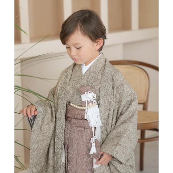 着物 七五三５歳用袴セット utatane ジャガードペイズリー キッズ 子供 男の子