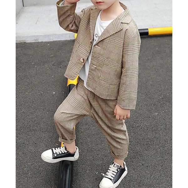 ZOZO問い合わせ番号:69995260ショップ:TeddyShop，テディショップブランド:DAY CLOSET，デイ クローゼット，TeddyShop，テディショップ商品名:【セットアップ キッズスーツ】 チェック柄シングルジャケット+...