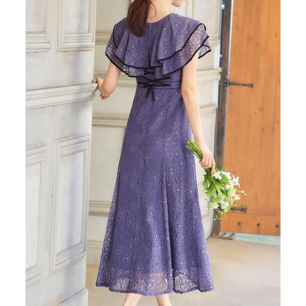 『タイムセール実施中』ZOZO問い合わせ番号:70316226ショップ:RIVER FIELD &amp; Co.，リバーフィールド　アンド　コーブランド:GIRL，ガール商品名:ラッフルカラー総レース フレア ロング 結婚式 ワンピース ...