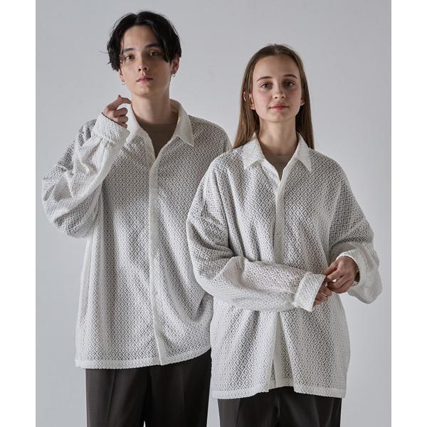 シャツ 「CLEL」Balloon Sleeves Loose Lace Shirt/バルーン袖 ルーズ レースシャツ メンズ レディース