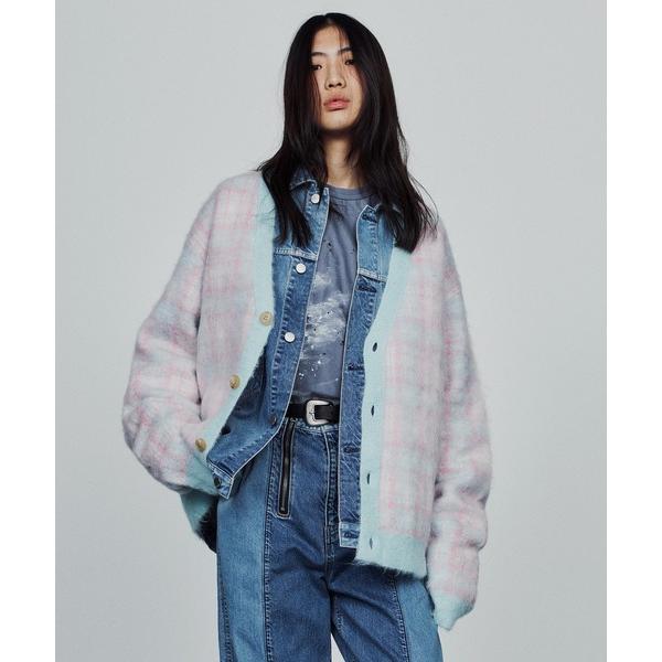 カーディガン MOHAIR CHECKED CARDIGAN メンズ レディース