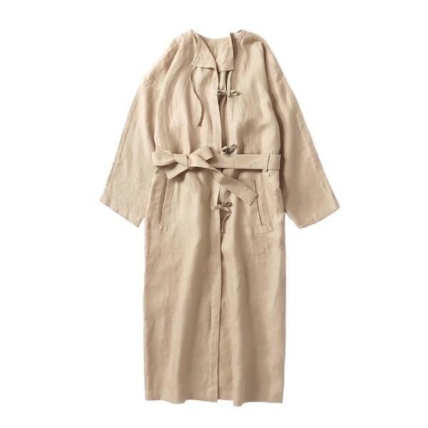 ノーカラーコート コート linen over size long coat(リネンオーバーサイズロングコート) レディース