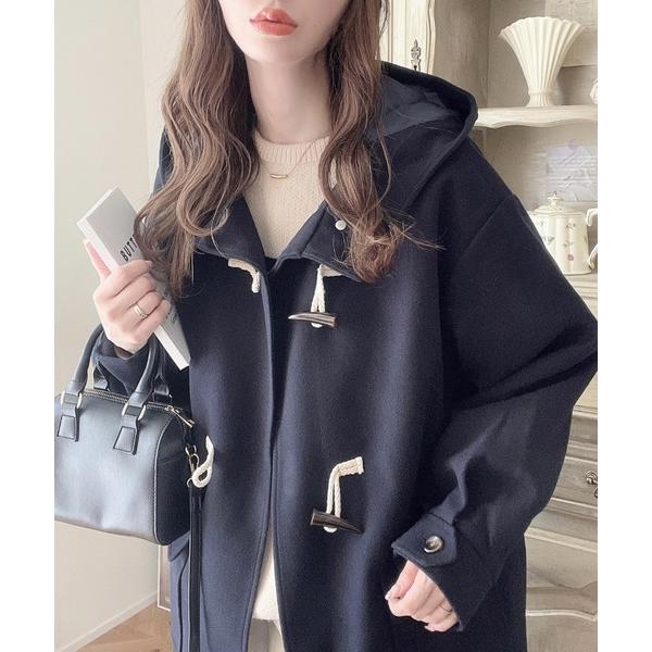 『セール実施中』ZOZO問い合わせ番号:74710008ショップ:moment+，モーメントプラスブランド:moment+，モーメントプラス商品名:ライトニットメルトンフードありロングダッフルコートカテゴリ:ジャケット/アウター>ダッ...