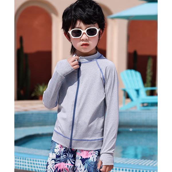 ラッシュガード キッズ 長袖ネームタグとサムホール付きラッシュガード キッズ 子供 男の子 女の子