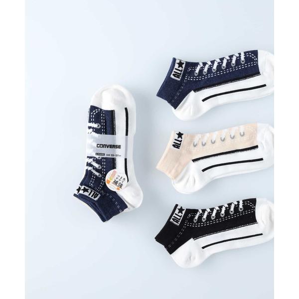 靴下 レディース 「CONVERSE」スニーカー柄ソックス３Ｐ