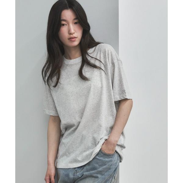 tシャツ 半袖 スラブ調ロゴ刺繍シアーTee レディース