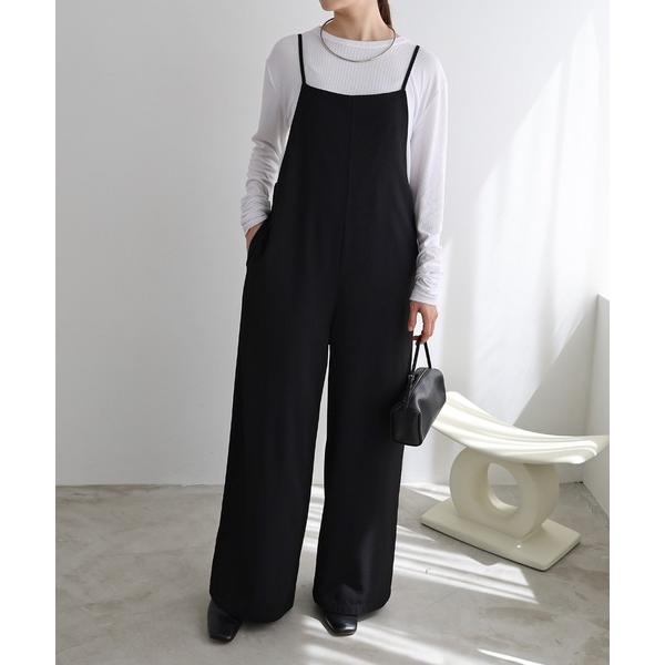 ZOZO問い合わせ番号:75322839ショップ:andme，アンドミーブランド:evernavy，エバーネイビー商品名:とろみ素材スクエアネックサロペットカテゴリ:オールインワン・サロペット>サロペット/オーバーオールブランド品番:...