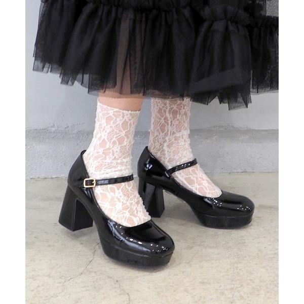 パンプス 歩きやすい 厚底チャンキーストラップパンプス　8980727