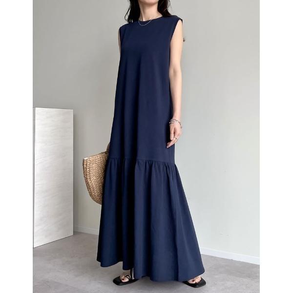 ワンピース 「低身長/高身長サイズ有」コットンノースリーブティアード