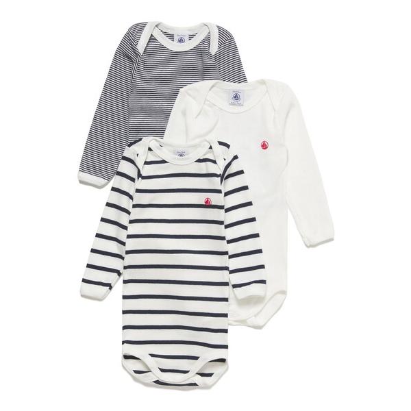 ※このアイテムは返品・交換対象外商品です。ZOZO問い合わせ番号:75525736ショップ:PETIT BATEAU，プチバトーブランド:PETIT BATEAU，プチバトー商品名:長袖ボディ３枚組カテゴリ:ママ＆ベビー>ロンパースブ...
