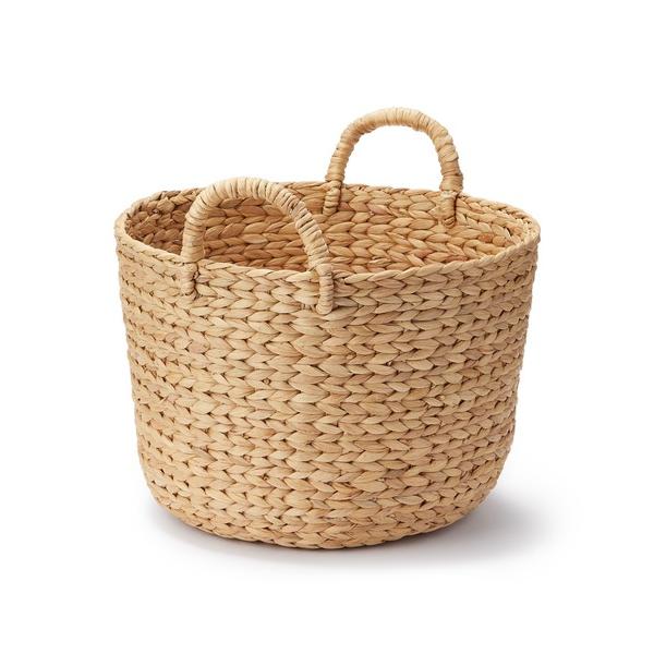 ZOZO問い合わせ番号:76578563ショップ:無印良品，ムジルシリョウヒンブランド:無印良品，ムジルシリョウヒン商品名:ウォーターヒヤシンス　持ち手付　ラウンド　バスケット　小　約直径３７×高さ２６ｃｍカテゴリ:インテリア>収納グ...