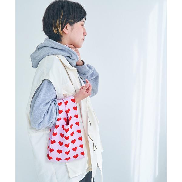 トートバッグ 小さめ 「macaroni edge/マカロニエッジ」クロシェ編み キュートなハート柄トートバッグ レディース