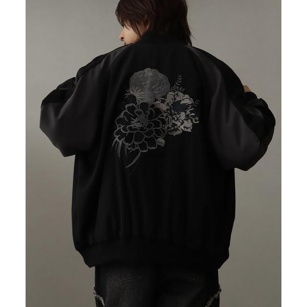 スカジャン 「welise/ウェライズ」エンブロイダリー”ハイドレンジア” 花柄刺繍オーバーサイズスカジャン メンズ レディース