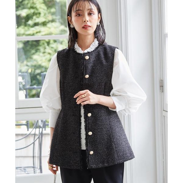 『セール実施中』ZOZO問い合わせ番号:77292415ショップ:RANAN，ラナンブランド:RANAN，ラナン商品名:ゴールド調ボタンペプラムツイードジレカテゴリ:フォーマルスーツ/小物>スーツベストブランド品番:719981素材:...