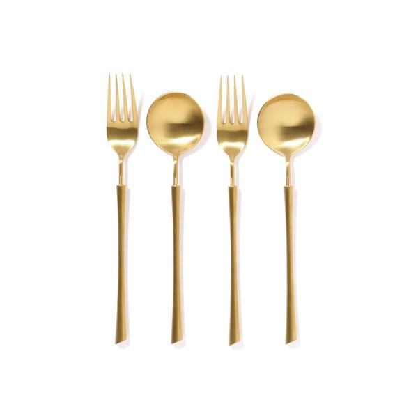 『セール実施中』ZOZO問い合わせ番号:77563050ショップ:Francfranc，フランフランブランド:Francfranc，フランフラン商品名:ペアカトラリー 4本ディナーセット ゴールドカテゴリ:食器/キッチン>カトラリーブ...