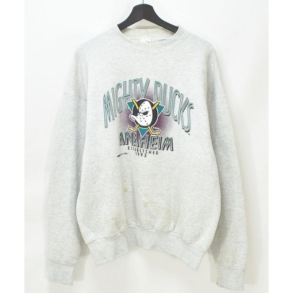 トレーナー スウェット 「ヴィンテージ古着」90's NHL MIGHTY DUCKS OF ANAHEIM アナハイム・ダックス クルーネックスウェット カナダ製 メンズ レディース