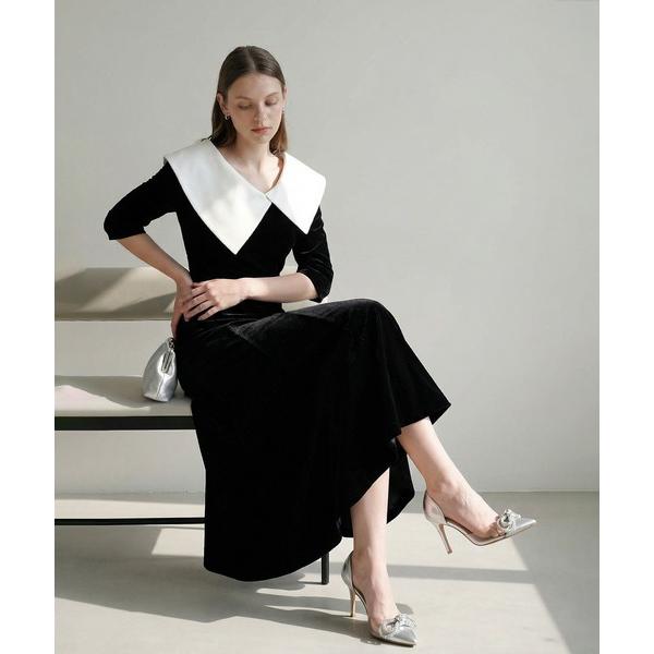 『タイムセール実施中』ZOZO問い合わせ番号:77911663ショップ:Leja，レジャブランド:Leja，レジャ商品名:【LEJA】配色アシンメトリービッグカラーベロアマーメイドシルエットドレスワンピース結婚式 パーティードレス 二次会 ...