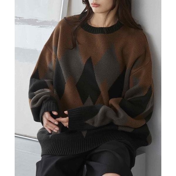 『タイムセール実施中』ZOZO問い合わせ番号:78022727ショップ:MONO-MART，モノマートブランド:MONO-MART，モノマート商品名:＜ウォッシャブル＞ ジャガード ルーズクルーネックニットカテゴリ:トップス>ニット/...