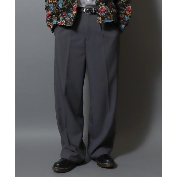 スラックス Wide Straight Trousers with Center Press and Tucks/センタープレス タック ワイド ストレートスラックス パンツ ボトムス メンズ バギーパ…