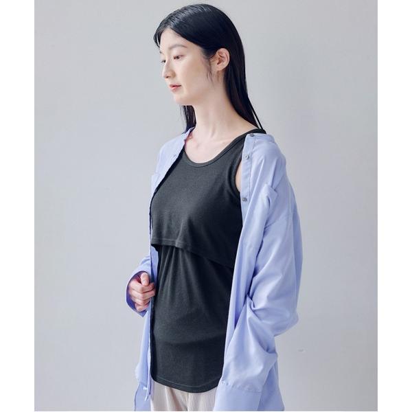 『セール実施中』ZOZO問い合わせ番号:78367320ショップ:FELISSIMO，フェリシモブランド:フェリシモMama，フェリシモママ商品名:Ｍｏｒｅｄｄｅ　見せインナーなのに授乳ができる　胸チラしにくいカップ付きテレコリブタンクトッ...