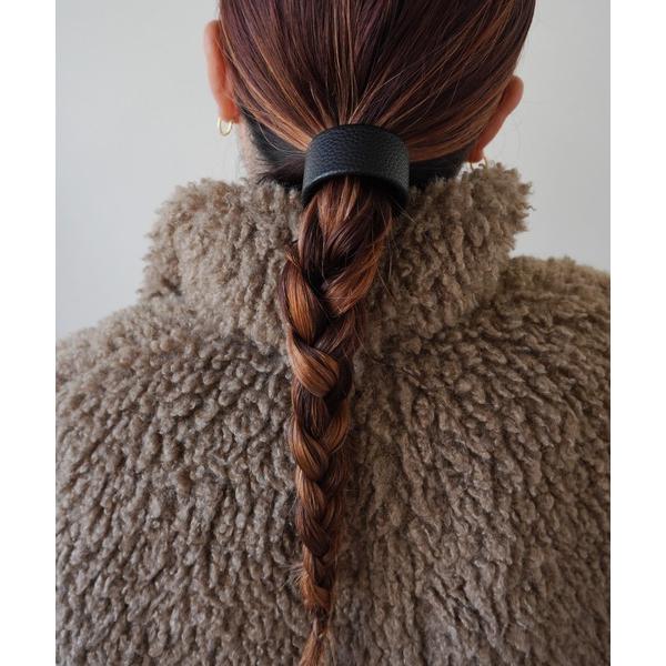 簡単 巻きつけ クラップ フェイクレザーヘアカフ / フェイクレザー ヘアフック