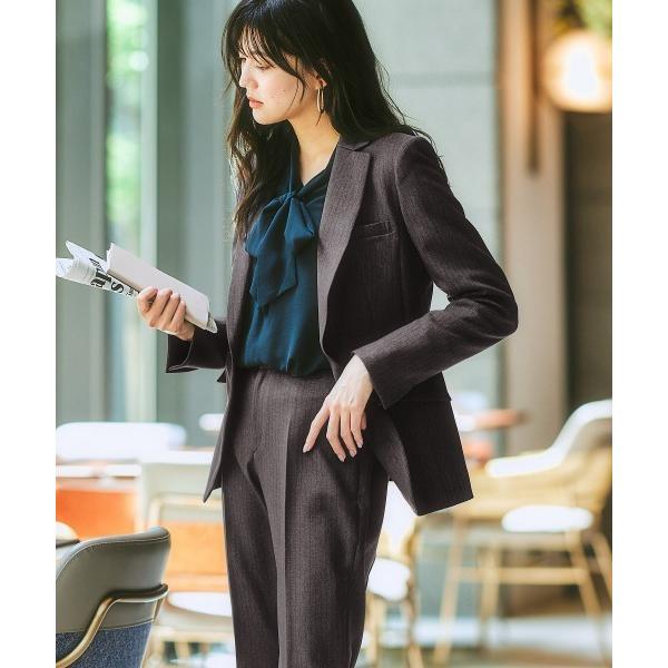 ZOZO問い合わせ番号:78571215ショップ:nissen，ニッセンブランド:7days Life Styling，セブンデイズライフスタイリング商品名:【洗える・ストレッチ】ウール調９分丈テーパードストレッチパンツスーツ（テーラードジ...