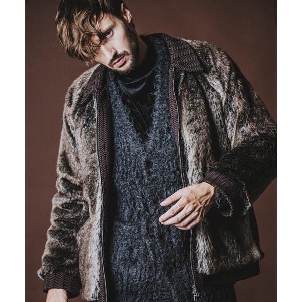 ブルゾン アウター 「NO ID.」Fake Fur Knit Blouson / フェイク ファー ニット ブルゾン メンズ