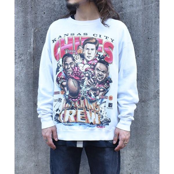 トレーナー スウェット 「ヴィンテージ古着」90's KANSAS CITY CHIEFS NFL プリント クルーネックスウェット USA製 メンズ レディース