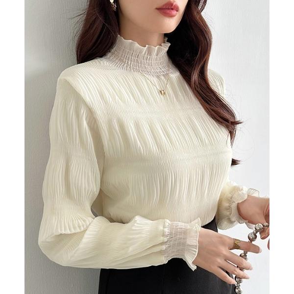 『タイムセール実施中』ZOZO問い合わせ番号:79311710ショップ:Ada.，エイダブランド:COCOMOMO，ココモモ商品名:【新色登場】 裏起毛 シャーリングブラウス フリル ハイネック ブラウス オフィスカジュアル オケージョン ...