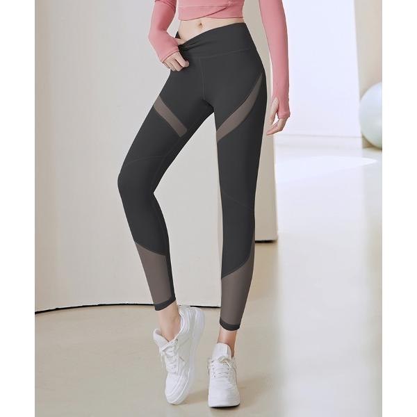 レギンス スパッツ ハイウエストストレッチシースルーヨガレギンスパンツ レディース