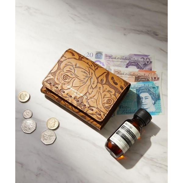 財布 KATHARINE HAMNETT LONDON/キャサリンハムネットロンドンCRAFT ROSE L字ファスナー ミドルウォレット レディース