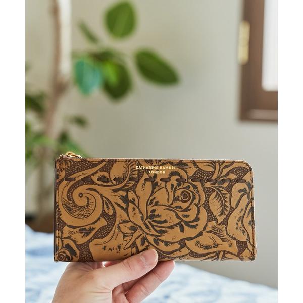 財布 KATHARINE HAMNETT LONDON/キャサリンハムネットロンドンCRAFT ROSE L字ファスナー ロングウォレット レディース