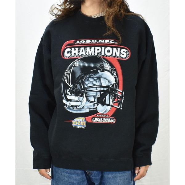 トレーナー スウェット 「ヴィンテージ古着」90's ATLANTA FALCONS SUPER BOWL XXXIII NFL プリント クルーネックスウェット メンズ レディース