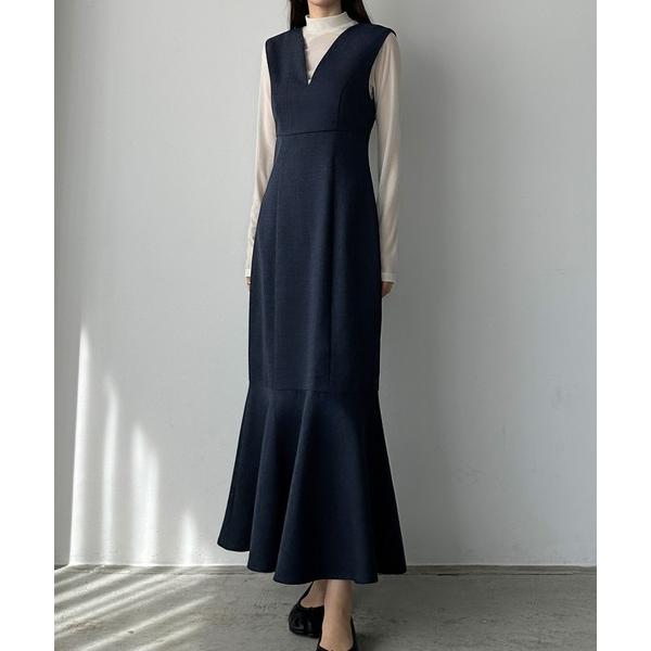 『タイムセール実施中』ZOZO問い合わせ番号:80437415ショップ:JUNOAH，ジュノアブランド:Louere，ルエレ商品名:深Vネックツイードマーメイドジャンパースカートカテゴリ:ワンピース/ドレス>ジャンパースカートブランド...